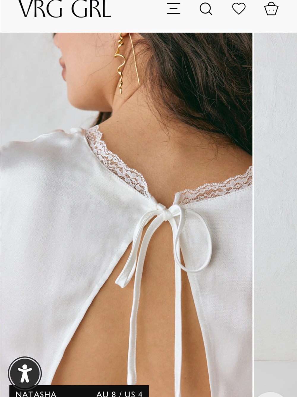 VRG GRL Vintage Lover Tie Back Top White - Picture 4 of 8